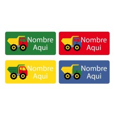 Dump Truck Rectangle Name Labels - Spanish