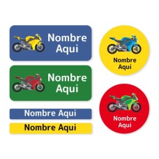 Paquete de etiquetas con nombres surtidas  de motos - ES