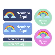 Paquete de etiquetas con nombres surtidas  de arco iris - ES