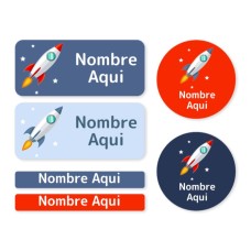 Paquete de etiquetas con nombres surtidas  de cohetes - ES