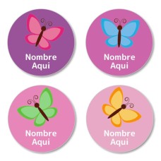 ES - Butterfly Round Name Label