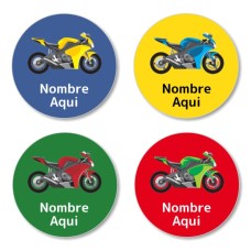 ES - Motorbike Round Name Label