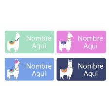 Llama Rectangle Name Labels - Spanish