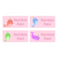 Narwhal Rectangle Name Labels - Spanish