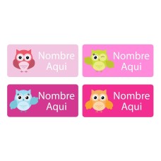 Owls Rectangle Name Labels - Spanish