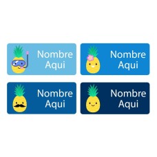Pineapple Rectangle Name Labels - Spanish