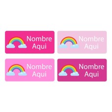 Rainbow Rectangle Name Labels - Spanish