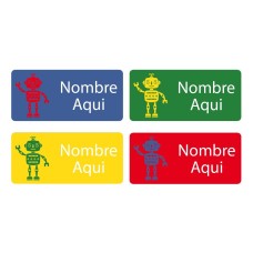 Robot Rectangle Name Labels - Spanish