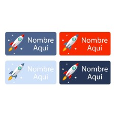 Rockets Rectangle Name Labels - Spanish
