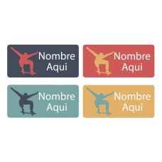 Skater Rectangle Name Labels - Spanish