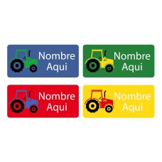 Tractor Rectangle Name Labels - Spanish
