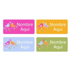 Two Birds Rectangle Name Labels - Spanish