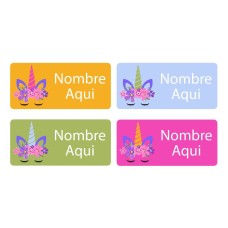 Unicorn Horn Rectangle Name Labels - Spanish