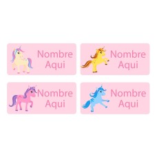 Unicorn Rectangle Name Labels - Spanish