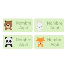 Woodland Animals Rectangle Name Labels - Spanish