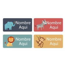 Zoo Animals Rectangle Name Labels - Spanish